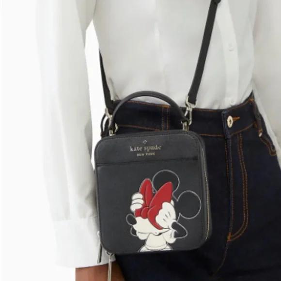 Authentic KATE SPADE leather Minnie Mouse Disney X zip around Crosby/Satchel - Picture 15 of 16